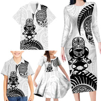 Custom Aotearoa Football Family Matching Long Sleeve Bodycon Dress and Hawaiian Shirt NZ Maori Tiki Go Champions LT14 - Polynesian Pride