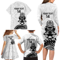 Custom Aotearoa Football Family Matching Long Sleeve Bodycon Dress and Hawaiian Shirt NZ Maori Tiki Go Champions LT14 - Polynesian Pride