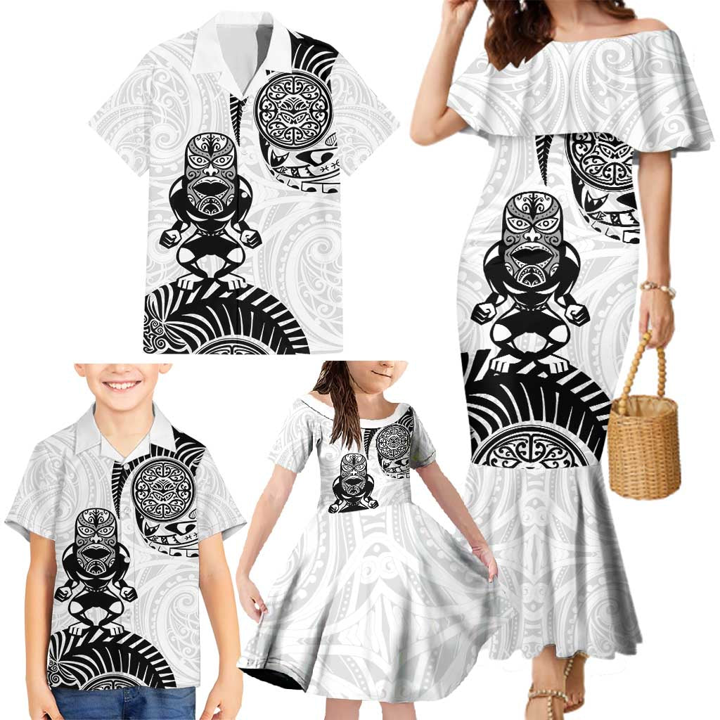 Custom Aotearoa Football Family Matching Mermaid Dress and Hawaiian Shirt NZ Maori Tiki Go Champions LT14 - Polynesian Pride