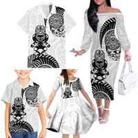 Custom Aotearoa Football Family Matching Off The Shoulder Long Sleeve Dress and Hawaiian Shirt NZ Maori Tiki Go Champions LT14 - Polynesian Pride