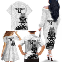 Custom Aotearoa Football Family Matching Off The Shoulder Long Sleeve Dress and Hawaiian Shirt NZ Maori Tiki Go Champions LT14 - Polynesian Pride