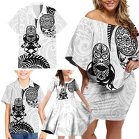 Custom Aotearoa Football Family Matching Off Shoulder Short Dress and Hawaiian Shirt NZ Maori Tiki Go Champions LT14 - Polynesian Pride