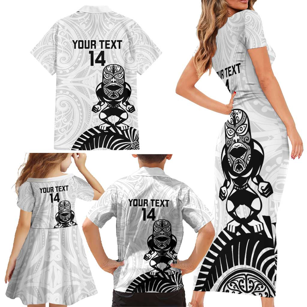 Custom Aotearoa Football Family Matching Short Sleeve Bodycon Dress and Hawaiian Shirt NZ Maori Tiki Go Champions LT14 - Polynesian Pride