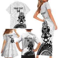 Custom Aotearoa Football Family Matching Short Sleeve Bodycon Dress and Hawaiian Shirt NZ Maori Tiki Go Champions LT14 - Polynesian Pride