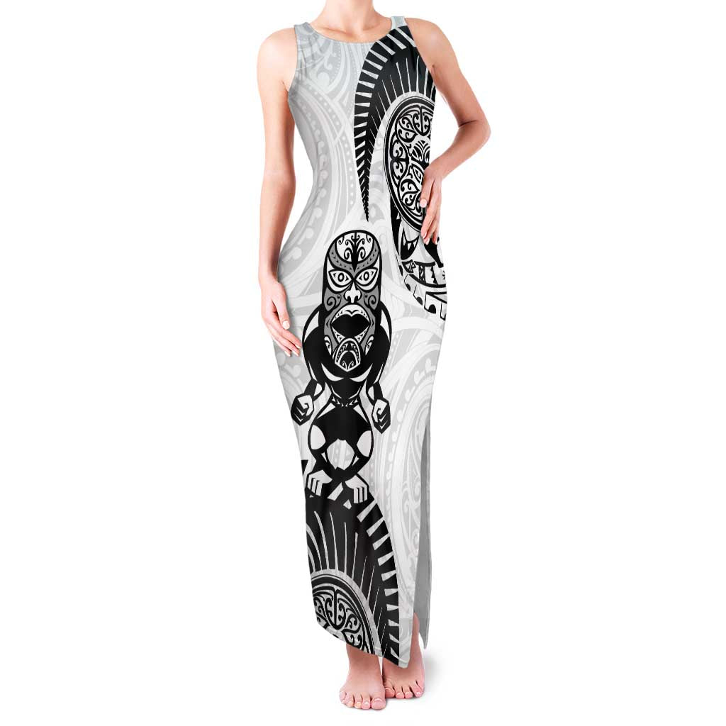 Custom Aotearoa Football Family Matching Tank Maxi Dress and Hawaiian Shirt NZ Maori Tiki Go Champions LT14 Mom's Dress White - Polynesian Pride
