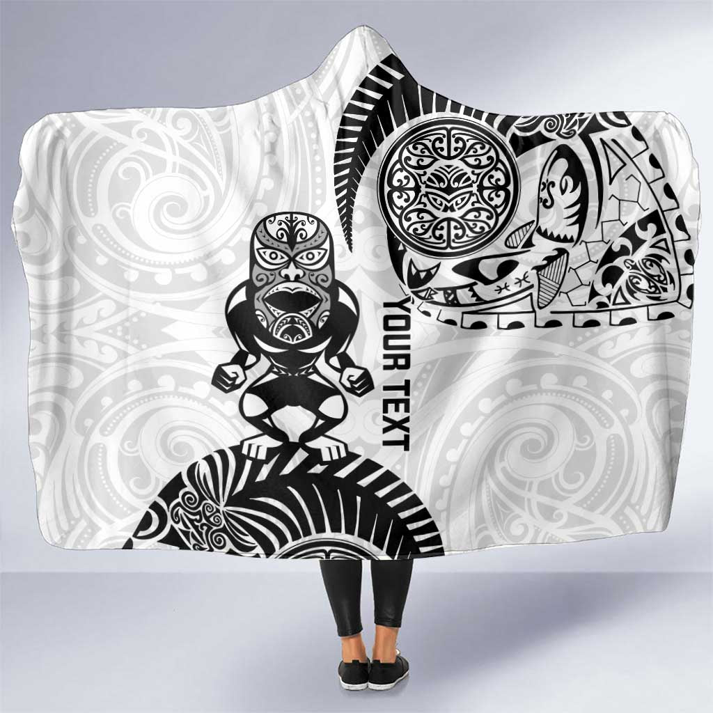 Custom Aotearoa Football Hooded Blanket NZ Maori Tiki Go Champions LT14 One Size White - Polynesian Pride