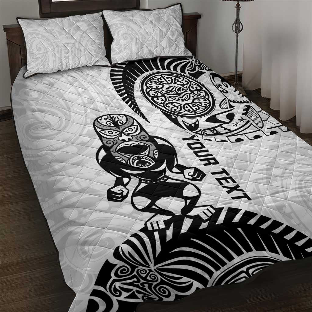 Custom Aotearoa Football Quilt Bed Set NZ Maori Tiki Go Champions LT14 White - Polynesian Pride