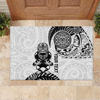 Custom Aotearoa Football Rubber Doormat NZ Maori Tiki Go Champions LT14 White - Polynesian Pride
