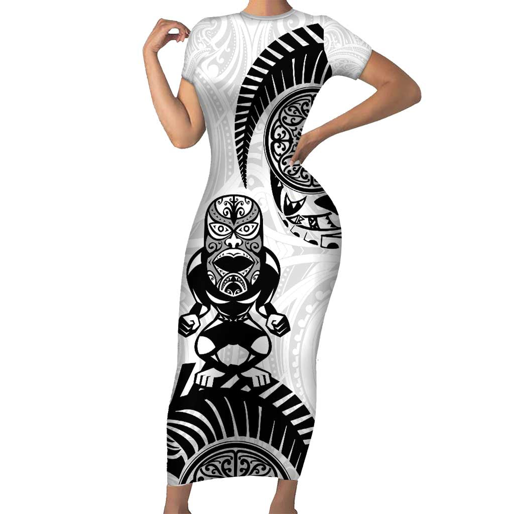 Custom Aotearoa Football Short Sleeve Bodycon Dress NZ Maori Tiki Go Champions