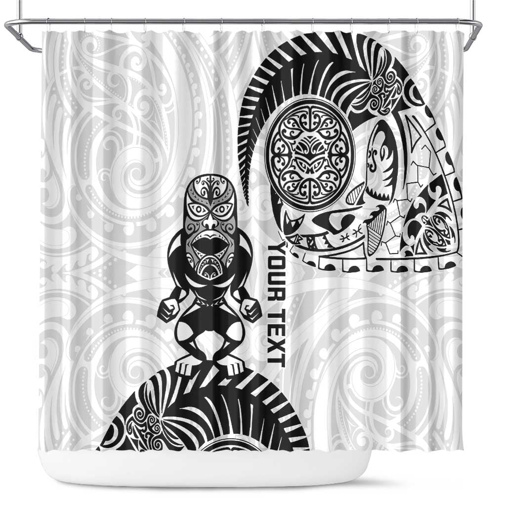 Custom Aotearoa Football Shower Curtain NZ Maori Tiki Go Champions LT14 White - Polynesian Pride