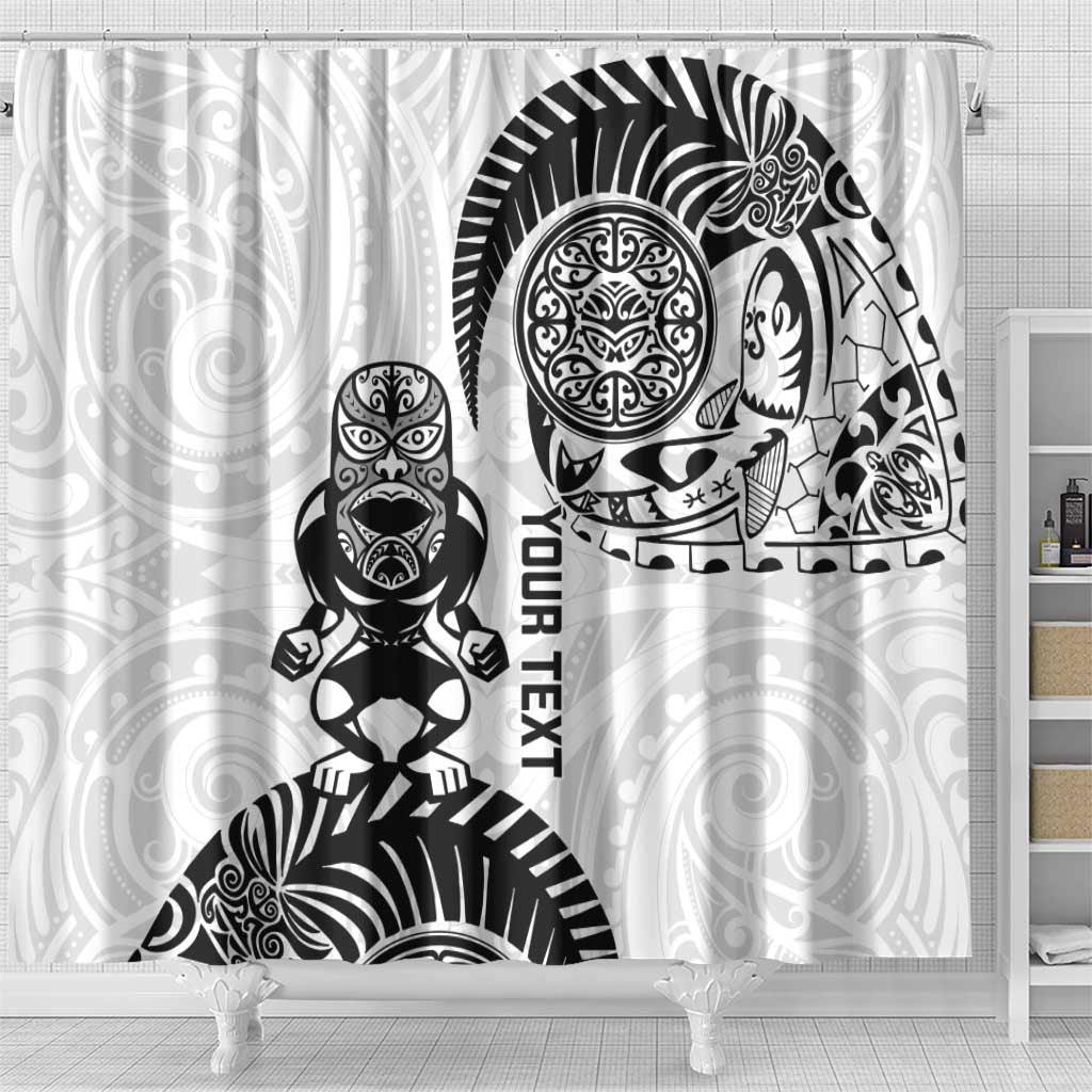 Custom Aotearoa Football Shower Curtain NZ Maori Tiki Go Champions LT14 - Polynesian Pride