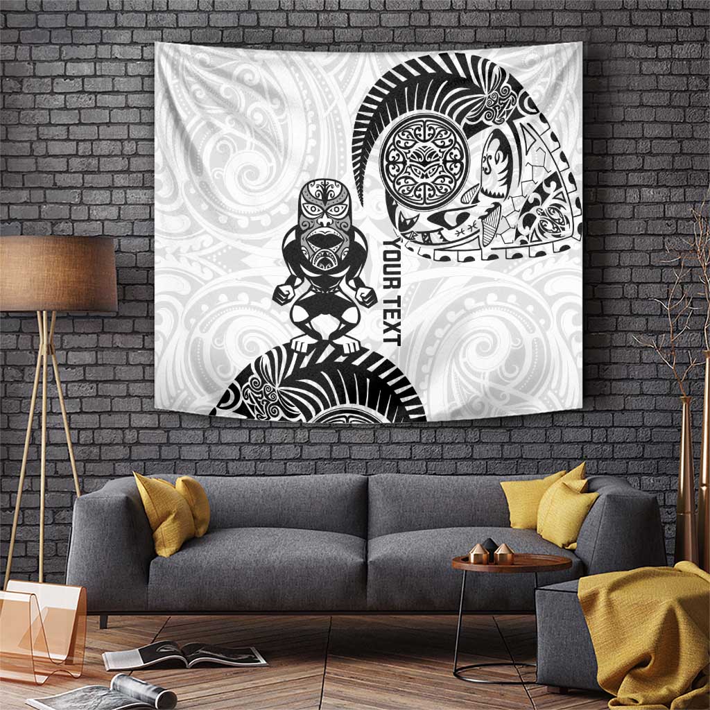 Custom Aotearoa Football Tapestry NZ Maori Tiki Go Champions LT14 White - Polynesian Pride