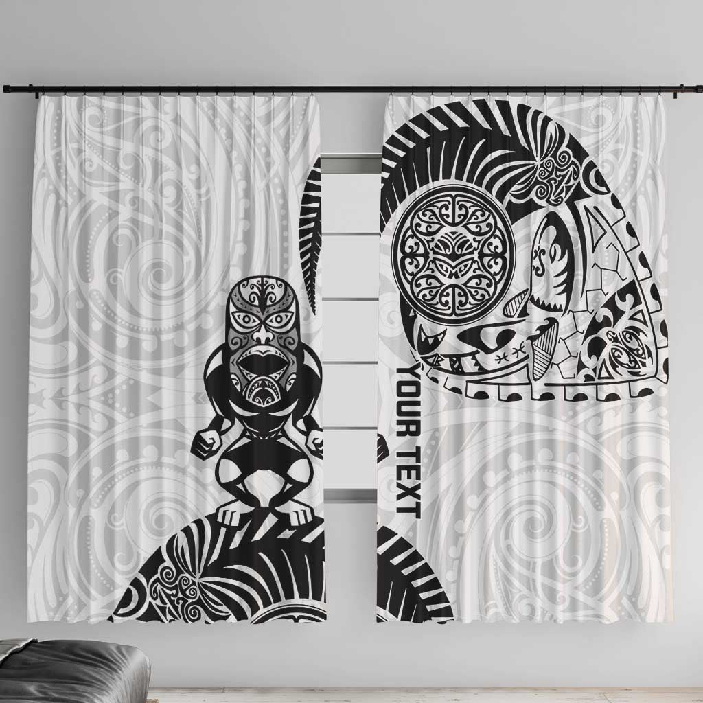 Custom Aotearoa Football Window Curtain NZ Maori Tiki Go Champions LT14 With Hooks White - Polynesian Pride