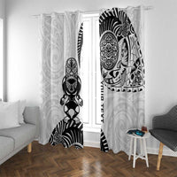 Custom Aotearoa Football Window Curtain NZ Maori Tiki Go Champions LT14 With Grommets White - Polynesian Pride