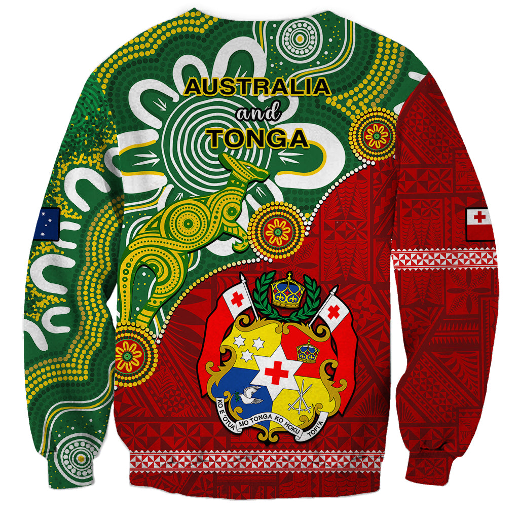 Australia And Tonga Sweatshirt Aboriginal Mix Tongan Ngatu Unique Style LT14 - Polynesian Pride