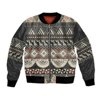 Vintage Bula Fiji Masi Bomber Jacket Fijian Tapa Cloth - Polynesian Pride