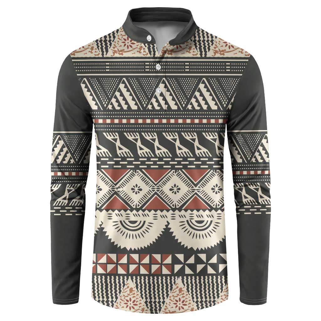 Vintage Bula Fiji Masi Button Sweatshirt Fijian Tapa Cloth - Polynesian Pride