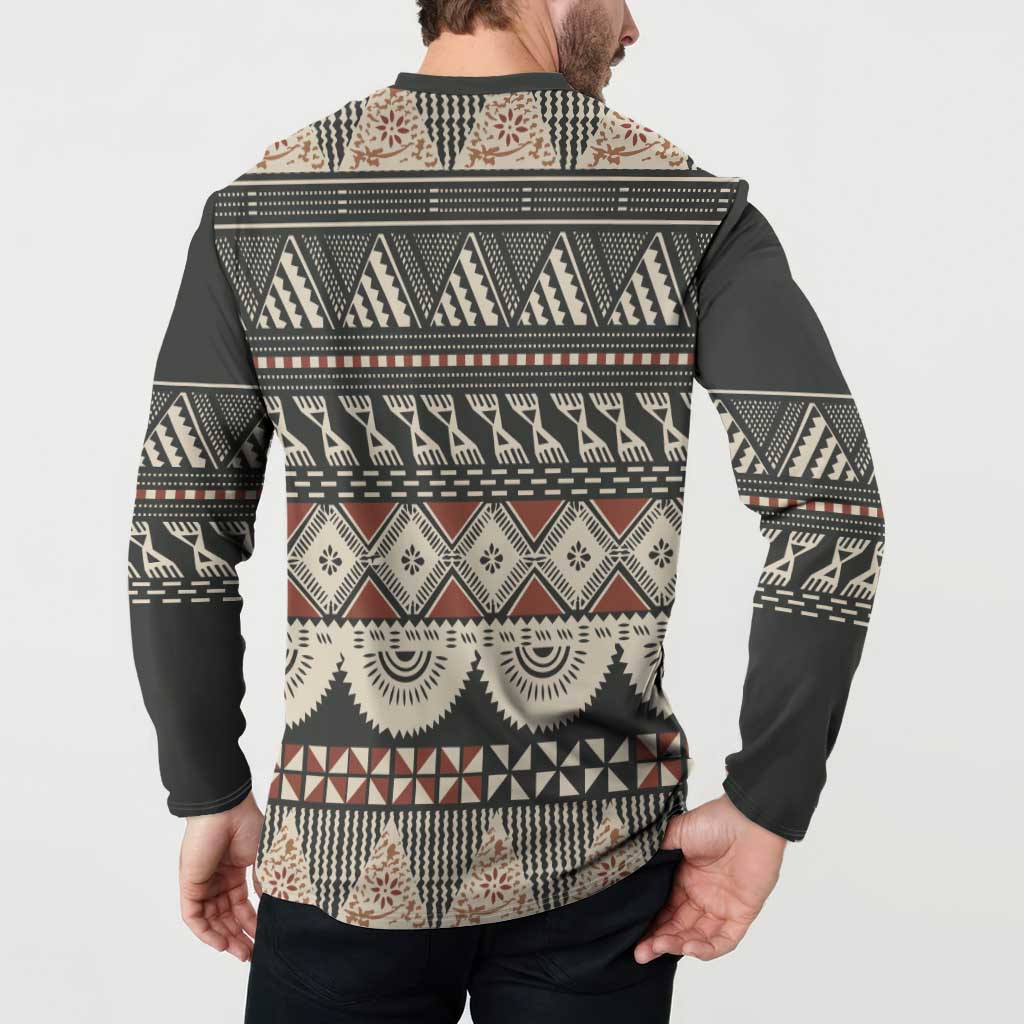 Vintage Bula Fiji Masi Button Sweatshirt Fijian Tapa Cloth - Polynesian Pride
