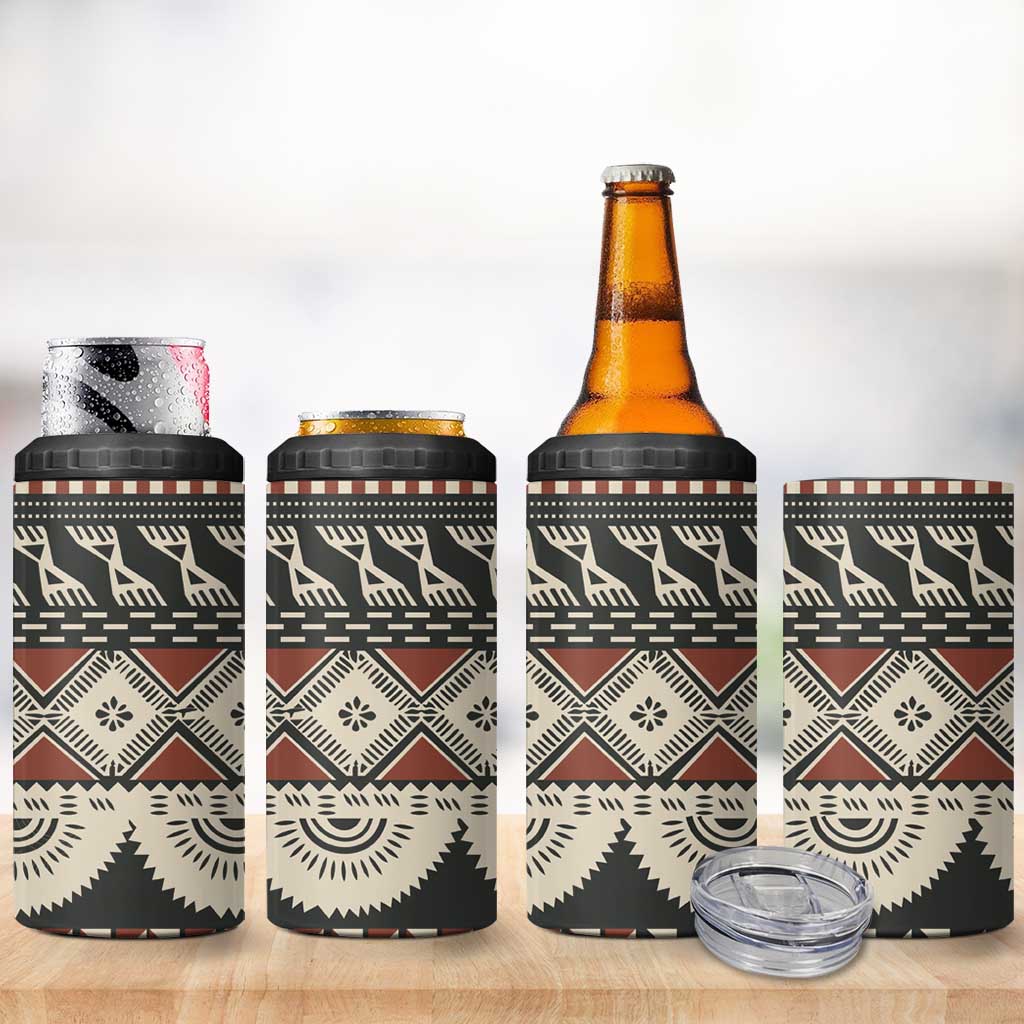 Vintage Bula Fiji Masi 4 in 1 Can Cooler Tumbler Fijian Tapa Cloth - Polynesian Pride