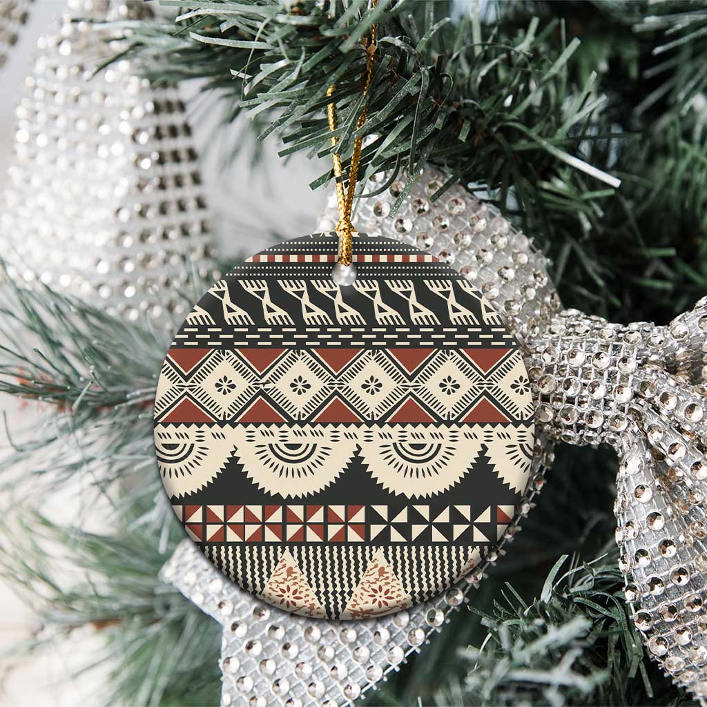 Vintage Bula Fiji Masi Ceramic Ornament Fijian Tapa Cloth LT14 - Polynesian Pride