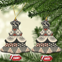 Vintage Bula Fiji Masi Ceramic Ornament Fijian Tapa Cloth LT14 Christmas Tree Charcoal - Polynesian Pride