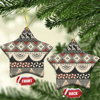 Vintage Bula Fiji Masi Ceramic Ornament Fijian Tapa Cloth LT14 Star Charcoal - Polynesian Pride