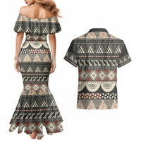 Vintage Bula Fiji Masi Couples Matching Mermaid Dress and Hawaiian Shirt Fijian Tapa Cloth LT14 - Polynesian Pride