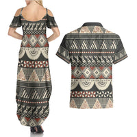 Vintage Bula Fiji Masi Couples Matching Summer Maxi Dress and Hawaiian Shirt Fijian Tapa Cloth LT14 - Polynesian Pride
