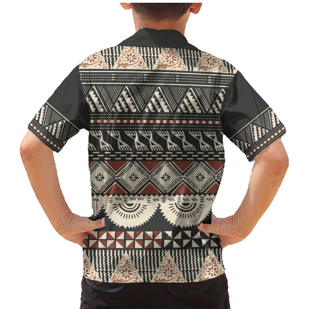 Vintage Bula Fiji Masi Family Matching Mermaid Dress and Hawaiian Shirt Fijian Tapa Cloth LT14 - Polynesian Pride