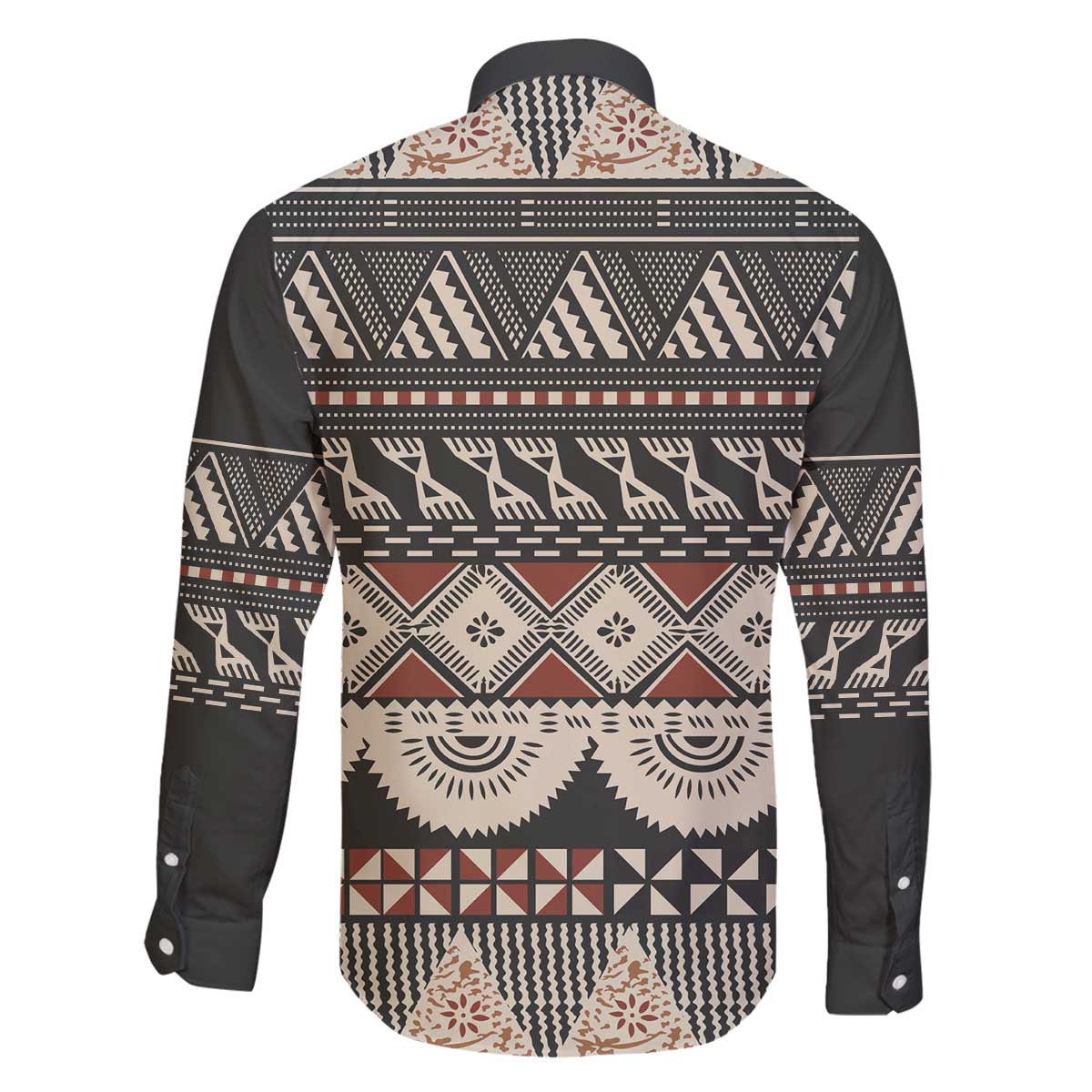 Vintage Bula Fiji Masi Family Matching Off The Shoulder Long Sleeve Dress and Hawaiian Shirt Fijian Tapa Cloth LT14 - Polynesian Pride