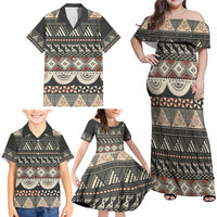 Vintage Bula Fiji Masi Family Matching Off Shoulder Maxi Dress and Hawaiian Shirt Fijian Tapa Cloth LT14 - Polynesian Pride