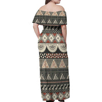 Vintage Bula Fiji Masi Family Matching Off Shoulder Maxi Dress and Hawaiian Shirt Fijian Tapa Cloth LT14 - Polynesian Pride