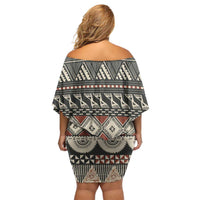 Vintage Bula Fiji Masi Family Matching Off Shoulder Short Dress and Hawaiian Shirt Fijian Tapa Cloth LT14 - Polynesian Pride
