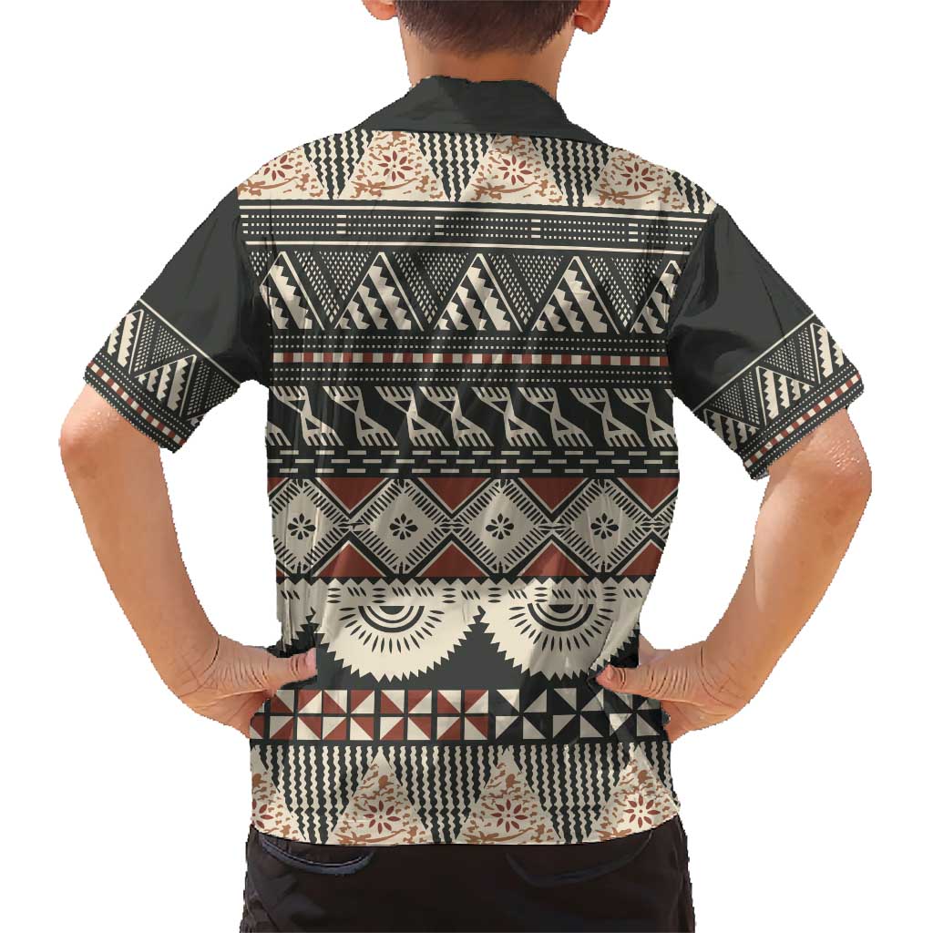 Vintage Bula Fiji Masi Family Matching Short Sleeve Bodycon Dress and Hawaiian Shirt Fijian Tapa Cloth LT14 - Polynesian Pride