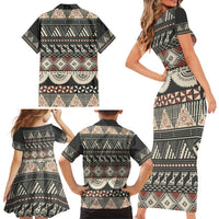 Vintage Bula Fiji Masi Family Matching Short Sleeve Bodycon Dress and Hawaiian Shirt Fijian Tapa Cloth LT14 - Polynesian Pride