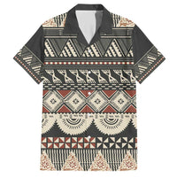 Vintage Bula Fiji Masi Family Matching Short Sleeve Bodycon Dress and Hawaiian Shirt Fijian Tapa Cloth LT14 Dad's Shirt - Short Sleeve Charcoal - Polynesian Pride