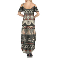 Vintage Bula Fiji Masi Family Matching Summer Maxi Dress and Hawaiian Shirt Fijian Tapa Cloth LT14 - Polynesian Pride