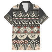Vintage Bula Fiji Masi Family Matching Tank Maxi Dress and Hawaiian Shirt Fijian Tapa Cloth LT14 Dad's Shirt - Short Sleeve Charcoal - Polynesian Pride