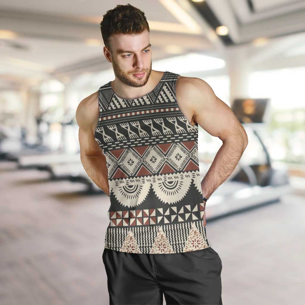 Vintage Bula Fiji Masi Men Tank Top Fijian Tapa Cloth - Polynesian Pride