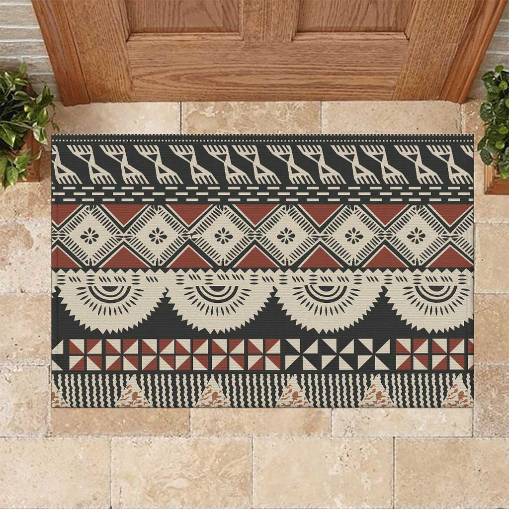Vintage Bula Fiji Masi Rubber Doormat Fijian Tapa Cloth - Polynesian Pride