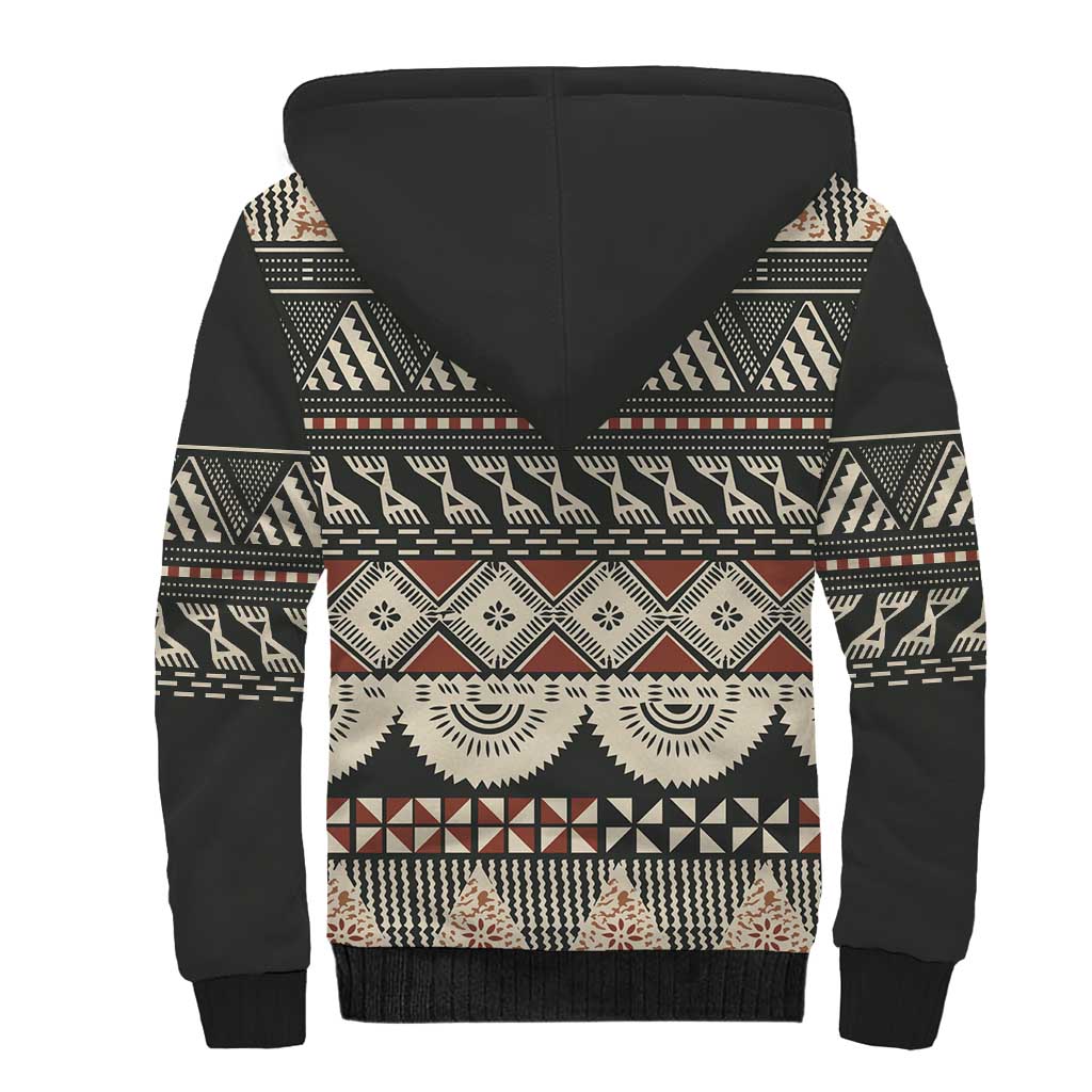 Vintage Bula Fiji Masi Sherpa Hoodie Fijian Tapa Cloth - Polynesian Pride