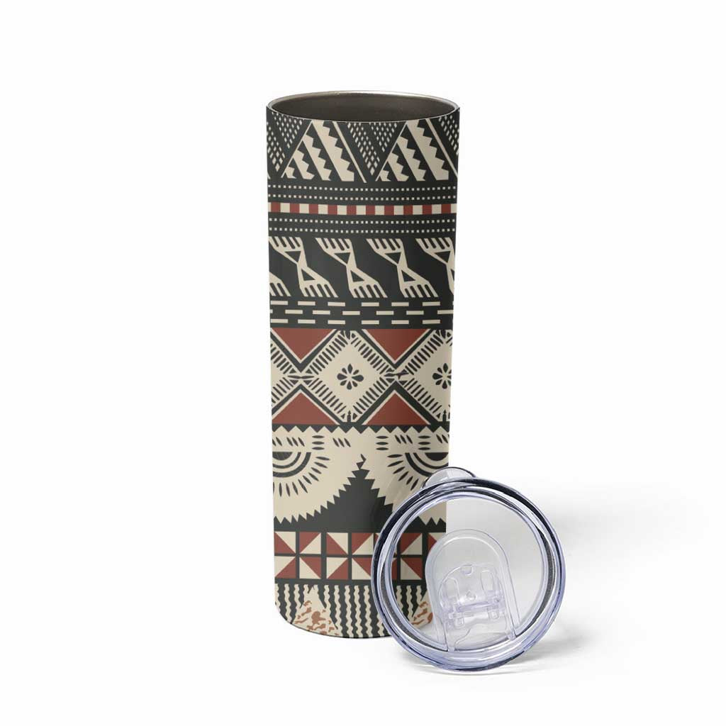 Vintage Bula Fiji Masi Skinny Tumbler Fijian Tapa Cloth LT14 - Polynesian Pride