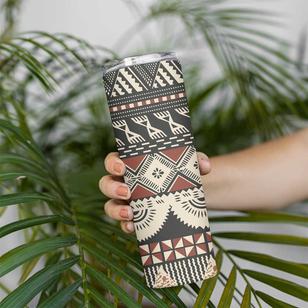 Vintage Bula Fiji Masi Skinny Tumbler Fijian Tapa Cloth LT14 - Polynesian Pride