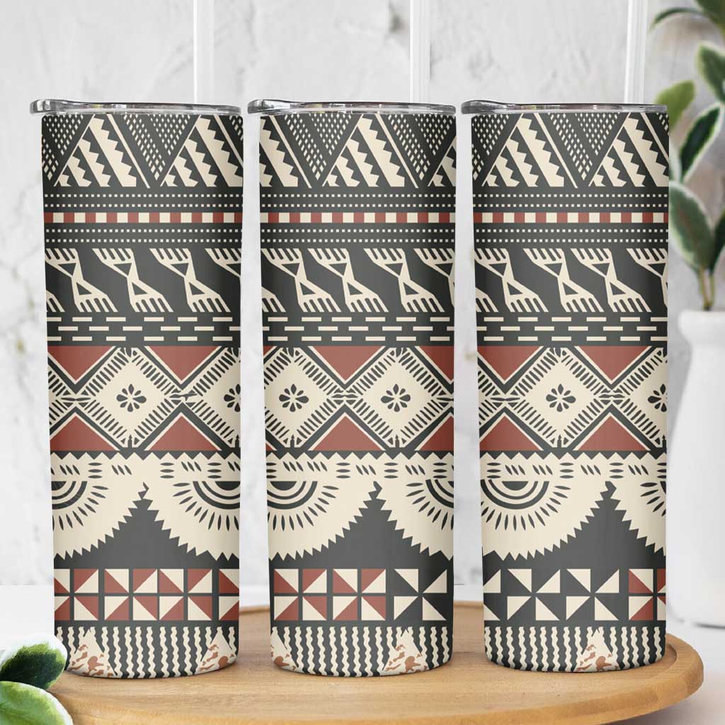 Vintage Bula Fiji Masi Skinny Tumbler Fijian Tapa Cloth LT14 - Polynesian Pride