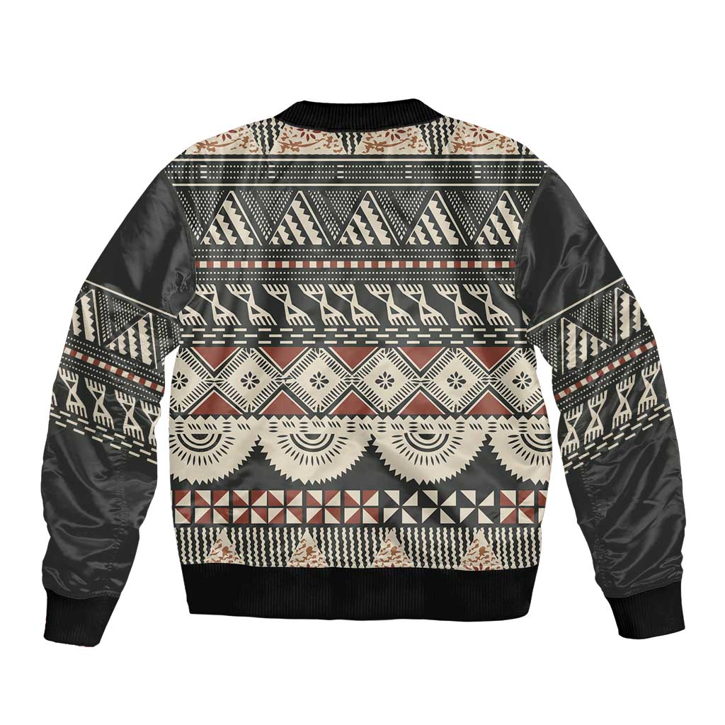 Vintage Bula Fiji Masi Sleeve Zip Bomber Jacket Fijian Tapa Cloth - Polynesian Pride