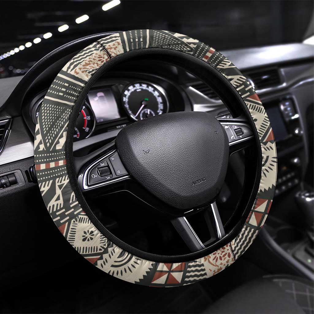 Vintage Bula Fiji Masi Steering Wheel Cover Fijian Tapa Cloth - Polynesian Pride
