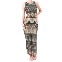 Vintage Bula Fiji Masi Tank Maxi Dress Fijian Tapa Cloth - Polynesian Pride