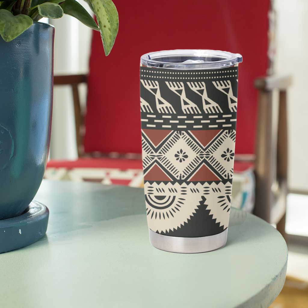 Vintage Bula Fiji Masi Tumbler Cup Fijian Tapa Cloth - Polynesian Pride