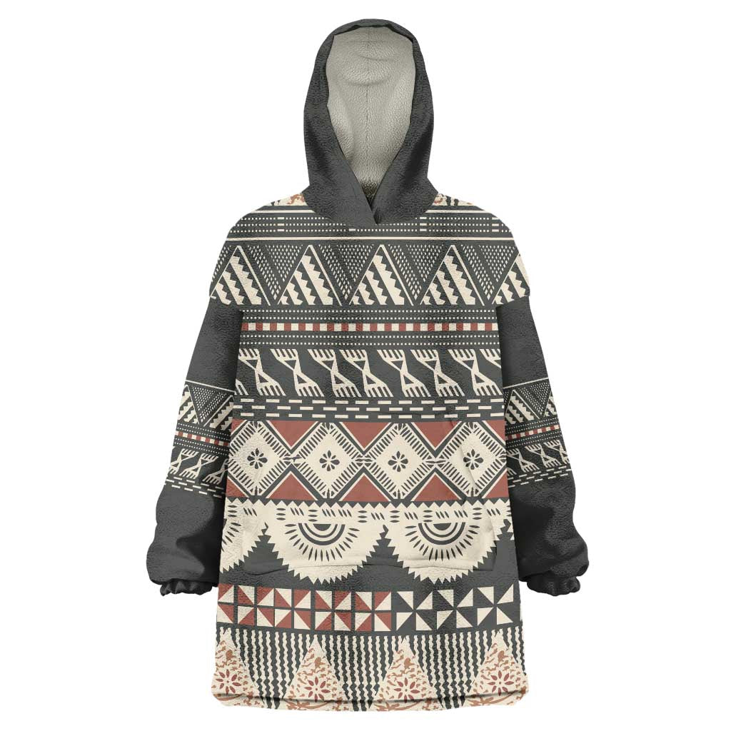 Vintage Bula Fiji Masi Wearable Blanket Hoodie Fijian Tapa Cloth - Polynesian Pride