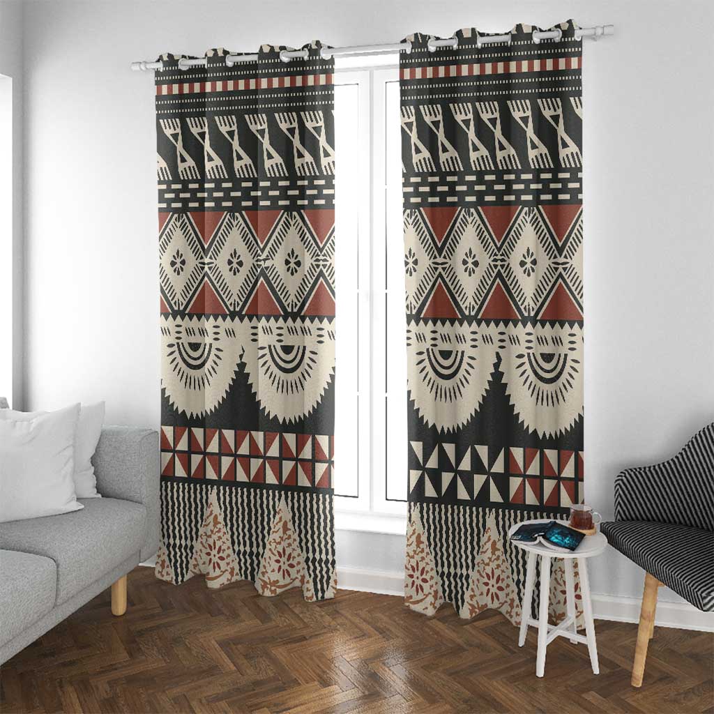 Vintage Bula Fiji Masi Window Curtain Fijian Tapa Cloth - Polynesian Pride